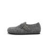 Sapatos Quentes de Veludo Grosso Yuanlitong para Mulheres, Sapatos da Moda Estilo Birkenstock de Dedo Grande, Sapatos Casuais Confortáveis de Sola Grossa para Mulheres, Sapatos de Cobertura Total Estilo Coreano