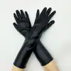 Guantes de Cuero Patentado de Longitud Media Guantes Ajustados Elásticos de Cuero Ajustados Escenario Sexy Discoteca Estilo Invierno
