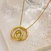 Cadena de suéter de acero inoxidable transfronteriza europea y americana, cadena alta simple para clavícula, colgante irregular dorado, collar de acero de titanio