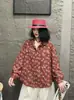 Otoño 2026 Nueva Moda Estampada Cuello Solapa Holgada Adelgazante Manga Larga Camisa de Madre Blusa Elegante Mayoreo