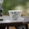 Xícara de Chá Pintada à Mão com Padrão de Bambu da Dinastia Tang e Song, Conjunto de Chá Kung Fu, Xícara de Chá de Cerâmica para Estudiosos, Xícara Mestra de Ramo de Bambu
