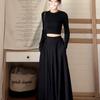 Vestido Negro Francés de Alta Gama para Mujer en Otoño e Invierno 2025, Elegante Capa Interior, Traje de Falda Larga Diaria para el Trabajo