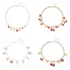 Collar Cruzado Transfronterizo Europeo y Americano para Mujer Estrella de Cristal Estrella de Mar Concha Colgante Perla Cadena de Cereza Multi-Colgante Collar Corto