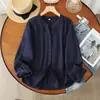 Camisa floral de gaze de algodão dupla camada com decote em V para mulheres, manga longa, estilo artístico vintage, macia, hipoalergênica, respirável, algodão puro, top de corte solto MHT