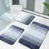 Juego de alfombrillas de baño de cachemir sintético a rayas degradadas, que incluye una alfombrilla de baño, una alfombrilla para el suelo del baño y una alfombrilla de entrada, todas ellas absorbentes, antideslizantes, resistentes a las manchas y fáciles de limpiar