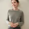 Nuevo Estilo Otoño e Invierno Suéter Grueso de Cinco Agujas y Tres Hilos, Suéter de Cachemira para Mujer, Cuello Redondo, Corte Holgado, Prenda Base Tejida de Cachemira