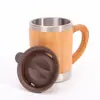 Comércio exterior casca de bambu copo com isolamento a vácuo copo de carro copo de bambu copo de café de aço inoxidável copo portátil copo de bambu