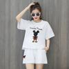 Moda casual terno das mulheres verão estilo coreano ins novo impresso de duas peças de manga curta T-shirt perna larga shorts terno de duas peças