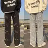 Jeans de calle moda verano hombre marca parche pantalones rectos hip hop callejero americano talla grande pierna ancha mopa pantalones largos