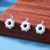 Colgante de plata de ley S925 bañado en rodio con circonita y charm colgante, cuentas espaciadoras tipo rueda, accesorios para pulseras y collares DIY, se puede usar como accesorios de joyería de plata