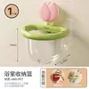 Cesta de almacenamiento para baño con ventosa, portacepillos de dientes de pared, caja de almacenamiento para toallas de baño con diseño de drenaje transparente