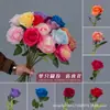 Flor Artificial Rosa Redonda de Cabeça Única Rosa de Seda Adereços para Cenário de Casamento Decoração de Vitrine de Shopping Entrega Direta da Fábrica