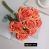 Tela de seda de alta gama ramo de rosas de 7 cabezas flores artificiales decoración retro para el hogar diseño de lugar de boda ramo de rosas