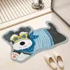 Tapete de Chão para Banheiro de Cachorro Desenho Schnauzer, Tapete de Banheiro Absorbente de Água de Lama Diatomácea com Formato Especial, Tapete Macio para Banheiro