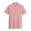 Camisa Polo de Manga Corta de Seda de Hielo para Hombre, Nueva Camiseta de Solapa de Gama Alta para Verano, Camiseta de Moda de Color Sólido de Marca de Tendencia
