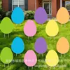 Cartel de Jardín de Pascua con Huevos de Colores y Lazos, Decoración Impermeable y Resistente a la Decoloración para Césped y Jardín al Aire Libre