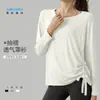 Blusa holgada de manga larga para mujer, ropa de yoga con tacto nude, top deportivo casual de alta elasticidad que adelgaza la cintura, camiseta de fitness de secado rápido