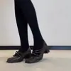 Zapatos Mary Jane Retro Estilo Británico con Lazo para Mujer, Modelos Primavera y Otoño 2026, Punta Cuadrada, Tacón Grueso, Boca Baja, Zapatos de una Sola Pieza de Cuero Genuino