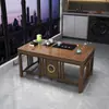 Nuevo juego de mesa de té y sillas de madera maciza estilo chino para balcón de apartamento pequeño, juego para sala de estar de té kung fu para el hogar, mesa de té integrada para preparar té