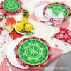 Mm298 Rojo Navidad Verde Copo de Nieve Vajilla Festiva 8 Personas Juego de 4 Piezas Plato de Papel Toalla de Papel Vaso de Papel