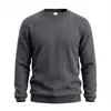 Sudadera Camiseta Básica Juvenil Jacquard Cuadros Pequeños Color Sólido Cuello Redondo Manga Larga Holgada Casual Transfronteriza Europea y Americana Otoño e Invierno para Hombre