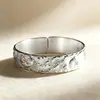 Pulsera de Plata de Ley 999.9 con Personalidad, Estilo Étnico de Moda, Flor de Peonía Floreciente, Versión Ancha Simple