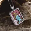 Pingente Quadrado de Prata S925 Nuvem Auspiciosa Verde Colorido Tara Cinábrio Pingente para Homens e Mulheres Colar Estilo Chinês Atacado