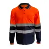 Camiseta reflectante de manga larga con bloques de color ANSI Clase 2 para uso transfronterizo en verano, chaleco fluorescente para correr de noche y ciclismo