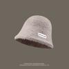 Sombrero de pescador de piel de conejo estilo coreano de moda Iron Standard para mujer, sombrero de lavabo pequeño, versátil, cálido y con aspecto de cara que cubre la cara, sombrero de cubo para otoño e invierno.