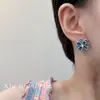 "Hechicera Azul" Pendientes de Flor Estéreo Azul Frío, Exquisitos y de Moda Elegantes, Pendientes para Ropa de Trabajo Diaria para Mujeres