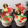 Tazón de Pulpa Navideño Decoración de Pastel Reno Hombre de Jengibre Galleta Feliz Navidad Círculo de Hierba Inserto de Hoja Enchufe