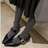 2026 Nuevo Estilo Zapatos de Salón Individuales para Mujer con Punta Cuadrada Francesa y Tacón Grueso con Correa Única Zapatos Mary Jane de Cuña para Mujer