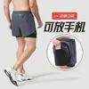 Pantalones deportivos para correr dos en uno para hombre con forro, secado rápido, transpirables, anti-exposición, adecuados para correr, fitness y uso casual, alta elasticidad, shorts de tres cuartos