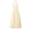 Vestido Midi Sexy Slim Sem Costas com Gola Halter 2026 Verão Novo Estilo Europeu Americano Moda Vestido de Viagem Férias