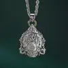 Plata de Ley S925 Estilo Nuevo Personalizado Retro Tendencia China Estilo Étnico Doble Cara Tallado Tridimensional Amarillo Dios de la Riqueza Colgante Collar para Hombres