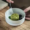 Tigela Redonda de Café da Manhã de Alto Valor Estilo Japonês Estilo Retrô Tigela de Sobremesa Costura Vintage Tigela de Arroz Cerâmica Tigela de Mingau para Casa