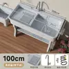 Fregadero de lavandería de piedra de cuarzo con tabla de lavar para uso interior y exterior, adecuado para patios de villas en planta baja y lavaderos de áticos, fregadero y lavabo integrados