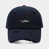 Gorra suave bordada con letras pequeñas retro estilo americano con agujero para hombres y mujeres, gorra de béisbol para pareja con protección solar para exteriores para rostro blanco
