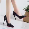 Tacones altos de suela roja zapatos de salón para mujer no cansan los pies tacón fino 2026 primavera tacones negros talla grande punta fina adelgazante corte bajo
