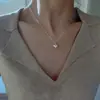 Colar de Amor Banhado a Prata S925 Design de Nicho Feminino Luxo Leve Pingente Cool em Formato de Coração Corrente para Clavícula Fosca Escovada