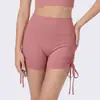Shorts de Yoga Finos de Verão com Cordão Cintura Alta Controle de Barriga Bumbum de Pêssego Shorts Fitness Secagem Rápida Shorts Esportivos para Mulheres
