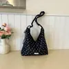 Bolsa Tote Ombro de Bolinhas Francesa Personalidade Clássica Estilo Preguiçoso Fofa Nicho Grande Capacidade Bolsa de Mão Bolsa