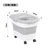 Nuevo Contenedor Plegable Transfronterizo para Almacenamiento de Alimentos Tpr Doble Sellado Alimentador Automático para Gatos con Contenedor Visible de Comida para Gatos y Ruedas