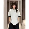 Camiseta de Verano de Manga Corta para Hombre de Alta Calidad Directa de Fábrica con Bloques de Color, Media Cremallera, Cuello Alto, Estilo Americano