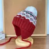Chapéu Fair Isle Retrô para Mulheres, Chapéu de Lã Estilo Coreano para Outono e Inverno, Chapéu Quente, à Prova de Vento, Proteção para as Orelhas, Chapéu de Tricô Estilo Coreano para Afinar o Rosto
