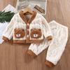 Nuevo Conjunto de Pijama de Franela para Niños y Niñas con Forro Polar, Pijama Cálido para Otoño e Invierno, Ropa de Casa Gruesa de Terciopelo Coral