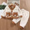 Nuevo Conjunto de Ropa de Casa para Niños Niños y Niñas Bebé Niños Pijama de Franela Abrigo Engrosado Cálido Conjunto de Dos Piezas