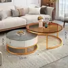 Mesa de centro de pizarra para sala de estar, uso doméstico, mesa de cristal templado, minimalista moderno, apartamento pequeño, lujo ligero, nuevo modelo 2026, redonda, minimalista