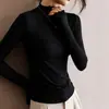 Top base de manga larga para mujer con dobladillo de volantes, nueva colección primavera 2026, ropa interior otoño/invierno, camiseta de manga larga, top de cuello medio-alto