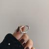 Anillo de plata esterlina s925 con diseño irregular, ovalado, geométrico, ancho y brillante, estilo industrial pesado, con abertura de línea exagerada.